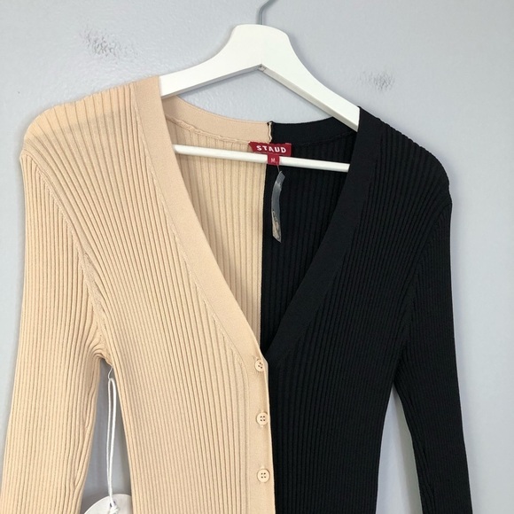 STAUD Shoko Colorblock Midi Sweater Dress Medium - Picture 5 of 15